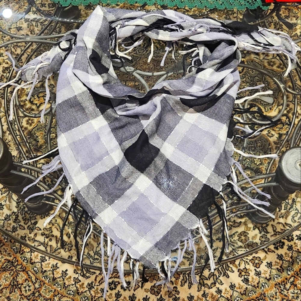 Plaid Fringe Scarf